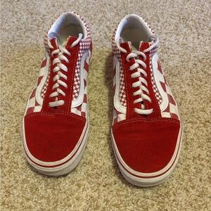 Vans Red and White Checkered Women's Shoes
